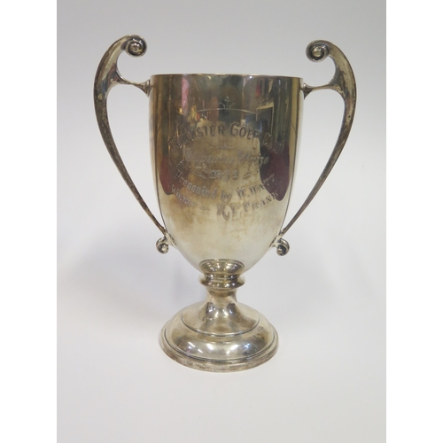 51 - A George V Silver Two Handled Presentation Cup with inscription 'Doncaster Golf Club Captains Prize ... 