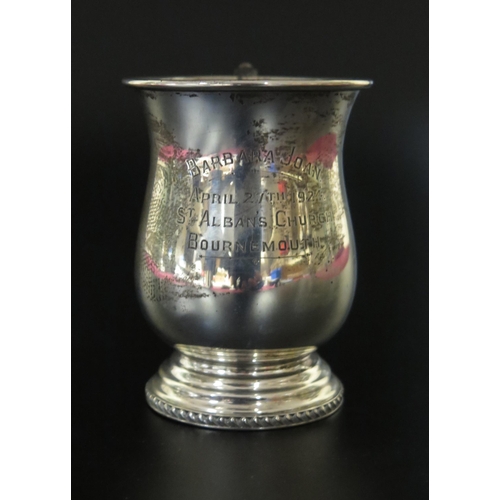 54 - A George V Silver Christening Mug with contemporary inscription, Sheffield 1923, John Round & Son Lt... 