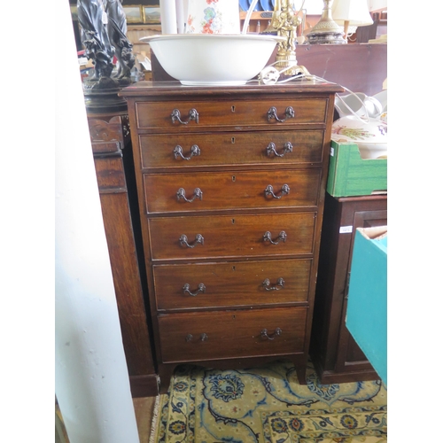 1874 - An Edwardian Mahogany Nest of Six Graduated Drawers, 59(w)x107(h)x39(d)cm