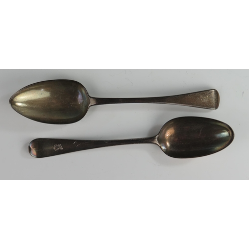 103 - An Early George III Silver Serving Spoon with contemporary initials RI and later B, London 1775, pro... 