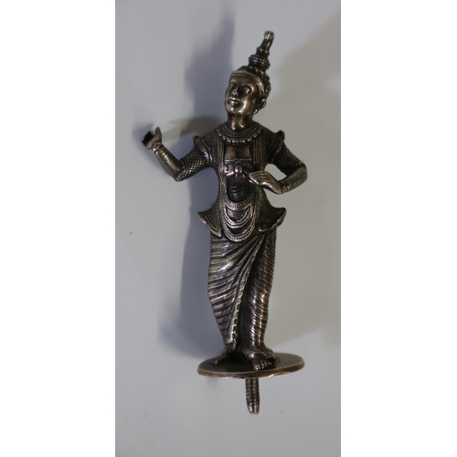 106 - An Asian Silver Hindu Figure Finial, 9.5cm without screw thread, 165.1g