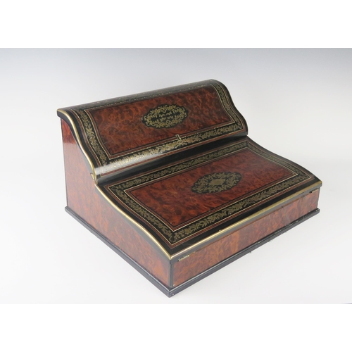 135 - A Fine French Napoleon III Period Amboyna, Ebony and Ormolu Table Top Writing Slope signed by Maison... 