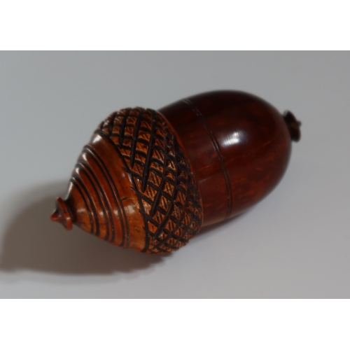 138 - A Large Georgian Treen Coquilla Nut 'Acorn' Nutmeg Grater, c.1800, 8cm long