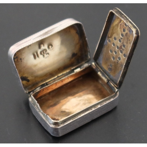 14 - A George III Silver Vinaigrette with chased and pricked decoration and gilt grill, Birmingham 1809, ... 