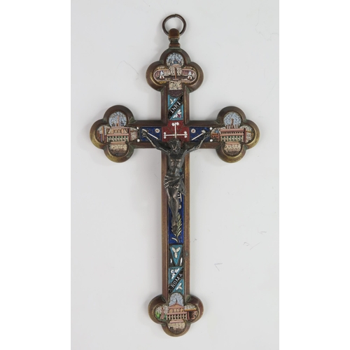 143 - A 19th Century Italian Micromosaic Crucifix, 17.5x9.5cm