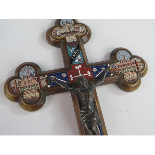 143 - A 19th Century Italian Micromosaic Crucifix, 17.5x9.5cm