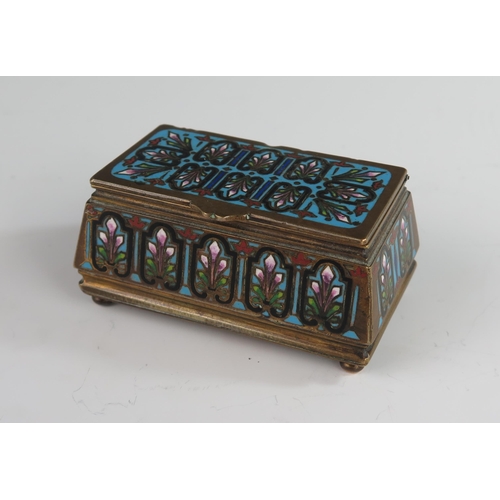 145 - A 19th Century Champlevé Enamel Casket with hinged lid, 87 x 53 mm