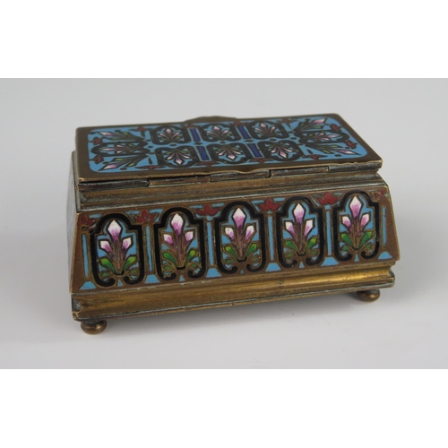 145 - A 19th Century Champlevé Enamel Casket with hinged lid, 87 x 53 mm