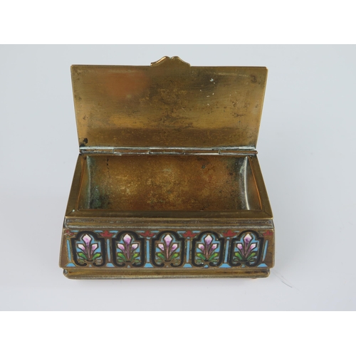 145 - A 19th Century Champlevé Enamel Casket with hinged lid, 87 x 53 mm