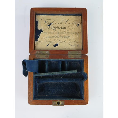 160 - A 19th Century Frederick Cox Optical Brass Magnifying Instrument and Slides and with original box (i... 