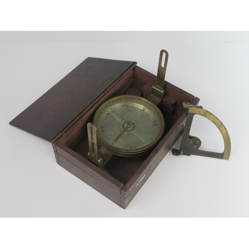 161 - A 19th Century Boxed Brass Surveyor's Compass, the 5