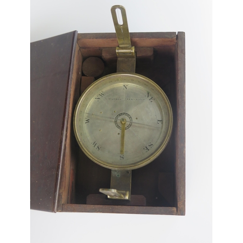 161 - A 19th Century Boxed Brass Surveyor's Compass, the 5