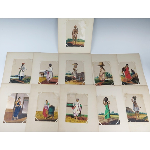 169 - Indian Company School, A Collection of Eleven 19th Century Paintings on Mica Depicting Figures in Lo... 