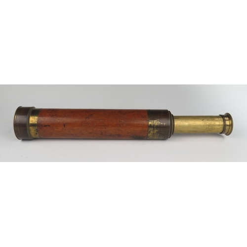 174 - A 19th Century Brass Mounted Five Draw Telescope signed R. Neill of Telescope, 31-115 cm