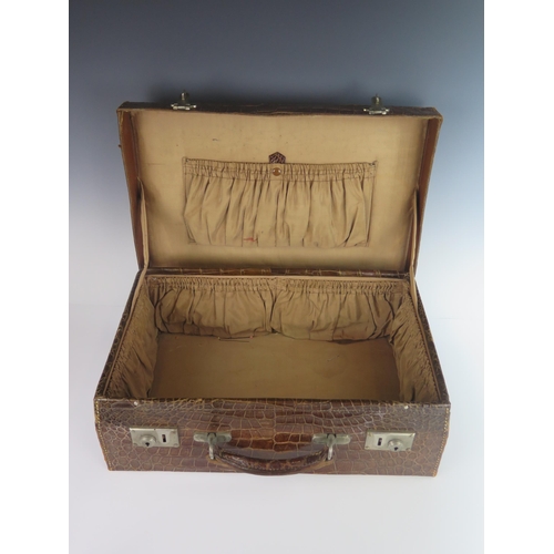 177 - An Alligator Skin Overnight Case, 45.5(w) x 29(d, without handle) x 14.5(h) cm