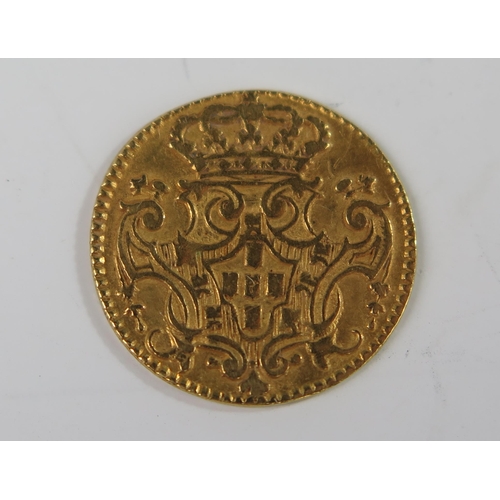 194 - Portugal João V 1740 1/2 Escudo Gold Coin, 16mm, Fine, Reference KM# 218