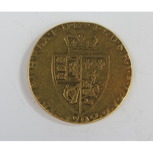 197 - A George III 1792 1 Pound Gold Coin, 24mm, possibly ex- mount, Good