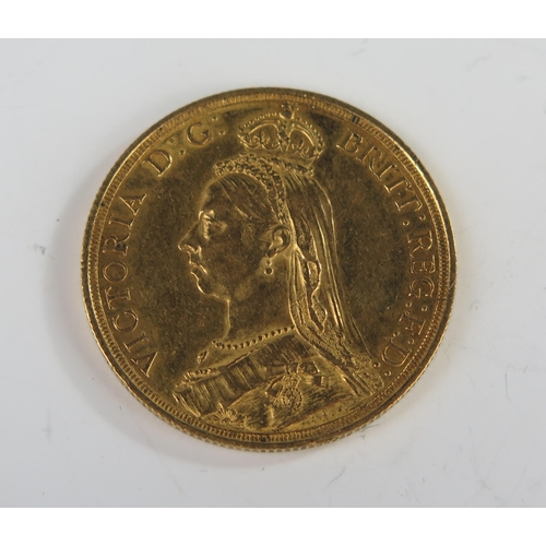 201 - United Kingdom Victoria (2nd portrait) 1887 Gold £2 Double Sovereign, 28.4mm, References KM# 768 and... 