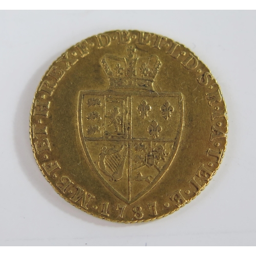 204 - 1787 UK George III Gold Spade Guinea , 24mm, EF, 8.3g