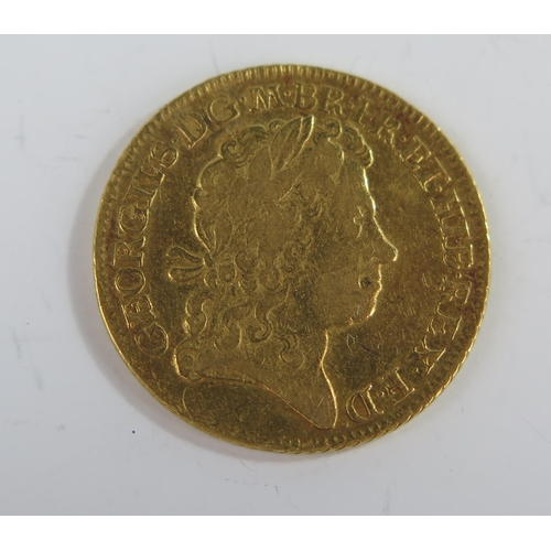 206 - United Kingdom George I (4th portrait) 1716 Gold Guinea, 25mm, Fine, Reference KM# 546 and Sp# 3631/... 