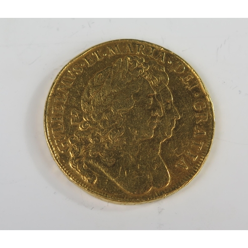 209 - England William and Mary 1691 Gold 5 Guinea Coin, 37mm, Overall fine but with edge knocks, Reference... 