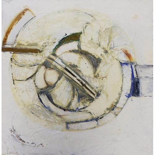 228 - Paul Feiler (German 1918 - 2013), Moving Circles Yellow 1966, acrylic on canvas, framed & glazed. Si... 