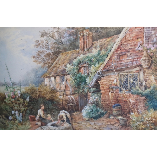 230 - A Victorian Cottage Scene, indistinct signature and date 1893?, watercolour, framed & glazed, 68 x 5... 