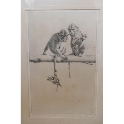 233 - Leonard Robert Brightwell (1889-1962), Three Pencil Signed Etchings: The Family Tree (framed & glaze... 