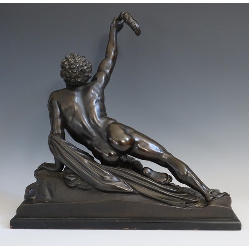 241 - Jean Pierre Cortot (1787 - 1843), Le Soldat de Marathon, bronze on ebonised plinth, base 47 cm wide ... 