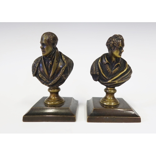 243 - A Pair of Small Bronze Busts with loaded bases, 10 cm