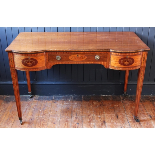 253 - A Victorian Edwards & Roberts Satinwood, Rosewood and Mahogany Shape Front Table decorated with urn ... 