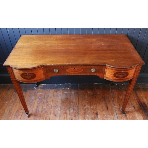 253 - A Victorian Edwards & Roberts Satinwood, Rosewood and Mahogany Shape Front Table decorated with urn ... 