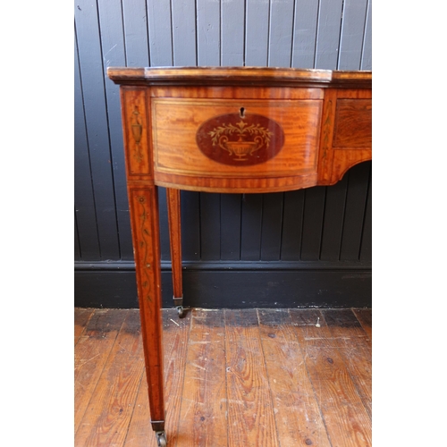 253 - A Victorian Edwards & Roberts Satinwood, Rosewood and Mahogany Shape Front Table decorated with urn ... 