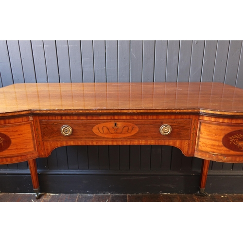 253 - A Victorian Edwards & Roberts Satinwood, Rosewood and Mahogany Shape Front Table decorated with urn ... 