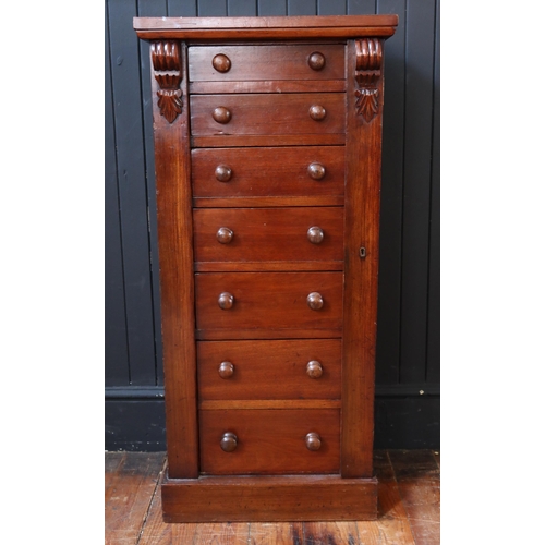 257 - A Victorian Mahogany Wellington Chest, 48(w) x 36(d) x 104(h) cm