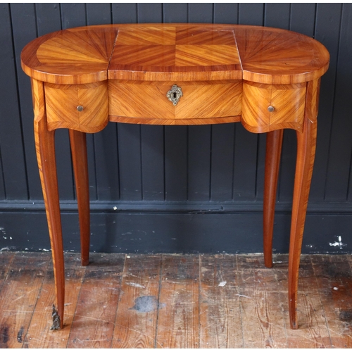 265 - A 19th Century French Dressing Table with hinged mirror top, slide and three frieze drawers, 74(w) x... 