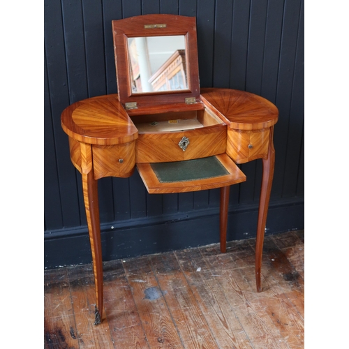 265 - A 19th Century French Dressing Table with hinged mirror top, slide and three frieze drawers, 74(w) x... 