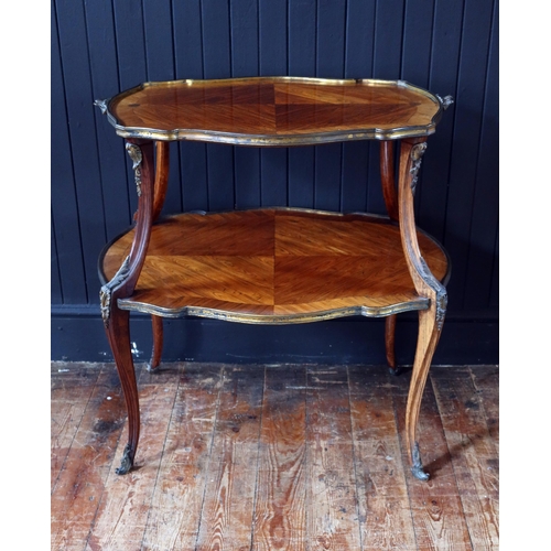 268 - A 19th Century French Rosewood and Ormolu Mounted Two Tier Étagère, 81(w) x 61(d) x 82(h) cm