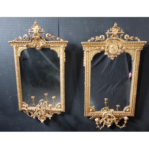 275 - A Near Pair of Georgian Gilt Gesso Framed Girandole Mirrors, 128 x 71 cm