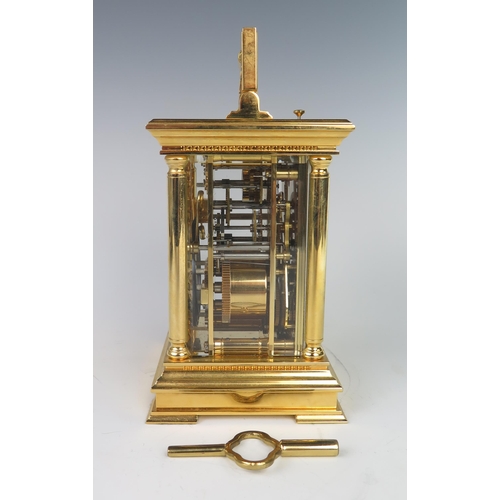 277 - A Modern L'Epée Gilt Brass Repeating Carriage Clock with calendar and alarm with bevelled glass pane... 