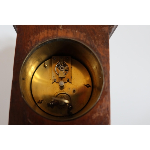 283 - A 19th Century Mahogany and Ebonised Miniature 'Longcase' Clock, 32 cm tall. Dial cracked and moveme... 