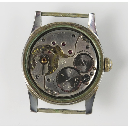 286 - A WWII CYMA Military A.T.P. Issue Wristwatch, the 29mm case back no. 49104 8983-2024, inner case bac... 