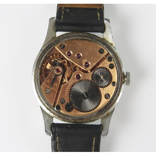 288 - A Gent's OMEGA Steel Cased Wristwatch, the 35mm case with manual wind movement. Running (aftermarket... 