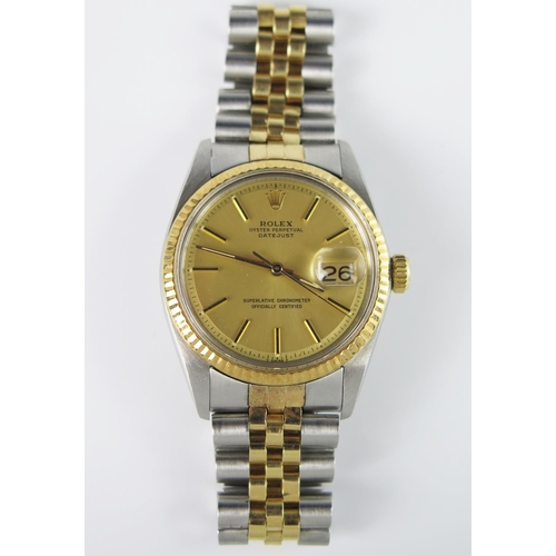 291 - A Gent's ROLEX Bi-Metal Ref: 1601 Oyster Perpetual Datejust Automatic Wristwatch, the 36mm case no. ... 