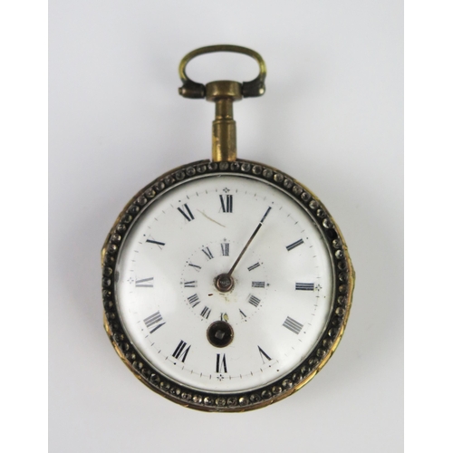 292 - An 18th Century Open Dial Pocket Watch, the 46mm gold plated case with enamel case and marked SIMILO... 