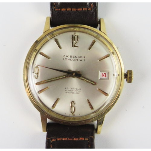 295a - A Gent's J.W. Benson 9ct Gold Automatic Wristwatch, the 34mm case with 25 jewel movement. Running