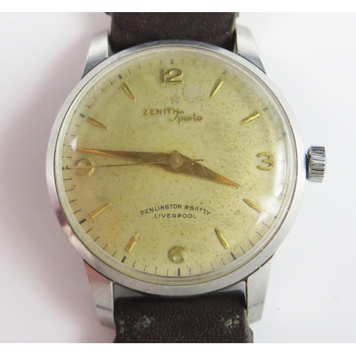 297 - A 1950's Gent's ZENITH Sporto Stainless Steel Wristwatch retailed by  Penlington and Batty of Liverp... 