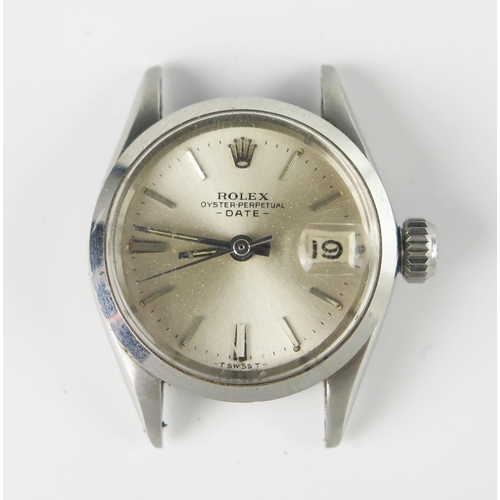 299 - A Ladies ROLEX Oyster Perpetual Date Ref: 6516 Automatic Steel Cased Wristwatch, case no. 635155, in... 