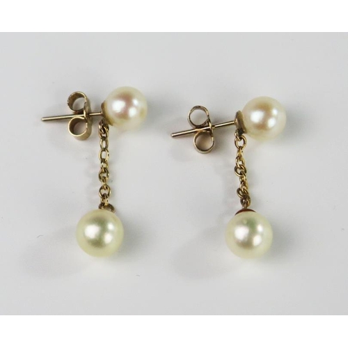 301D - A Pair of 9ct Gold Pearl Stud Pendant Earrings, 28 mm drop, 2.5g

Sold on behalf of the following ch... 