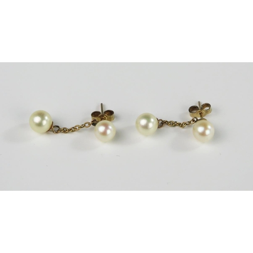 301D - A Pair of 9ct Gold Pearl Stud Pendant Earrings, 28 mm drop, 2.5g

Sold on behalf of the following ch... 